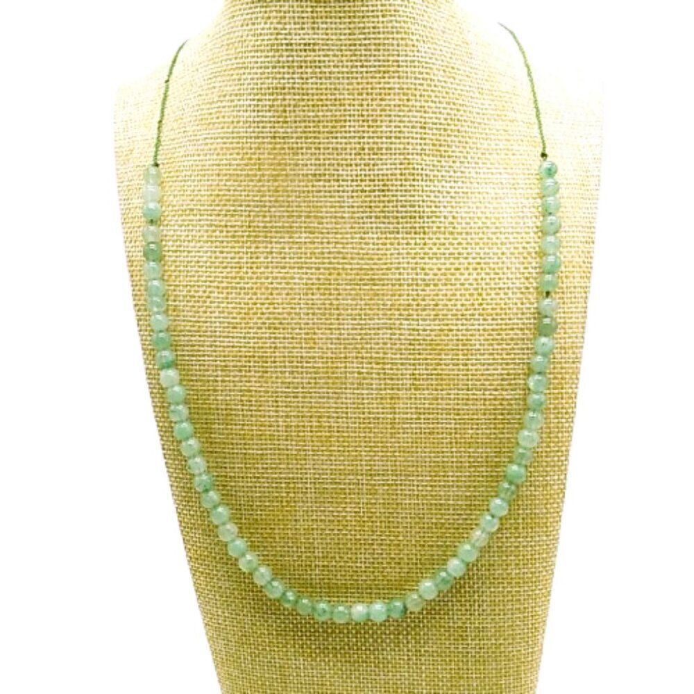 Aventurine Beaded Necklace Soft Green on Adjustable Silk Cord